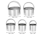 5Pcs Stainless Steel Round Cookie Cutter Set with Handle for Baking Tools