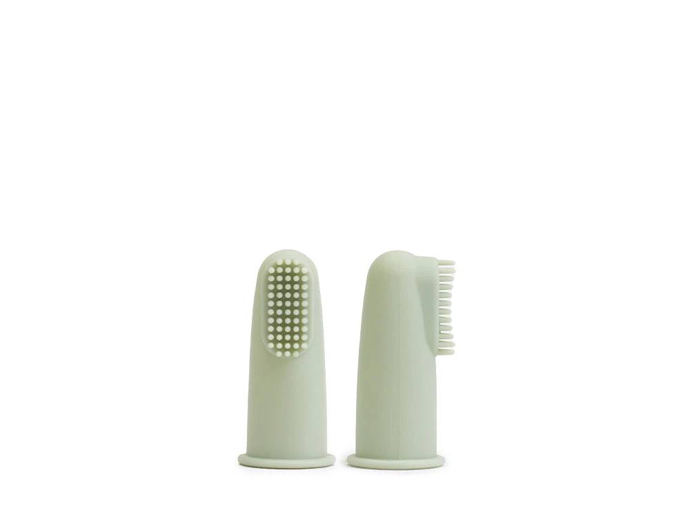 Silicone Baby Finger Toothbrush & Case - Sage