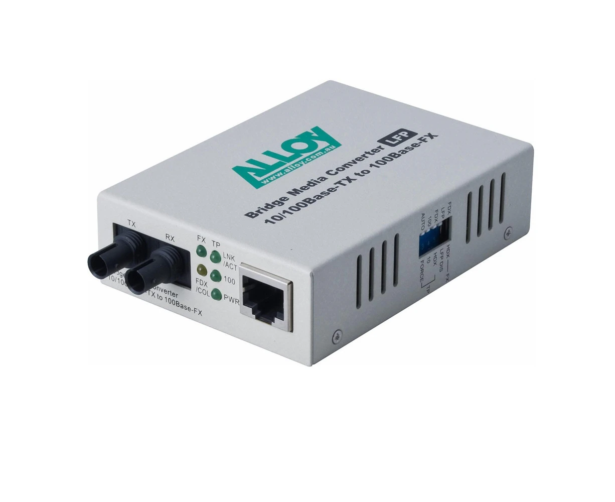 Alloy FCR200ST 10/100Base-TX to 100Base-FX Multimode Fibre (ST) Converter with LFP via FEF or FM. 2Km