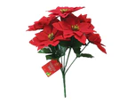 Poinsettia Bunch Flocked 7 Head 30cm