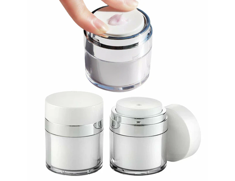 Set of 2 Pcs Travel Empty Pump Press Vacuum Cream Bottle Jars