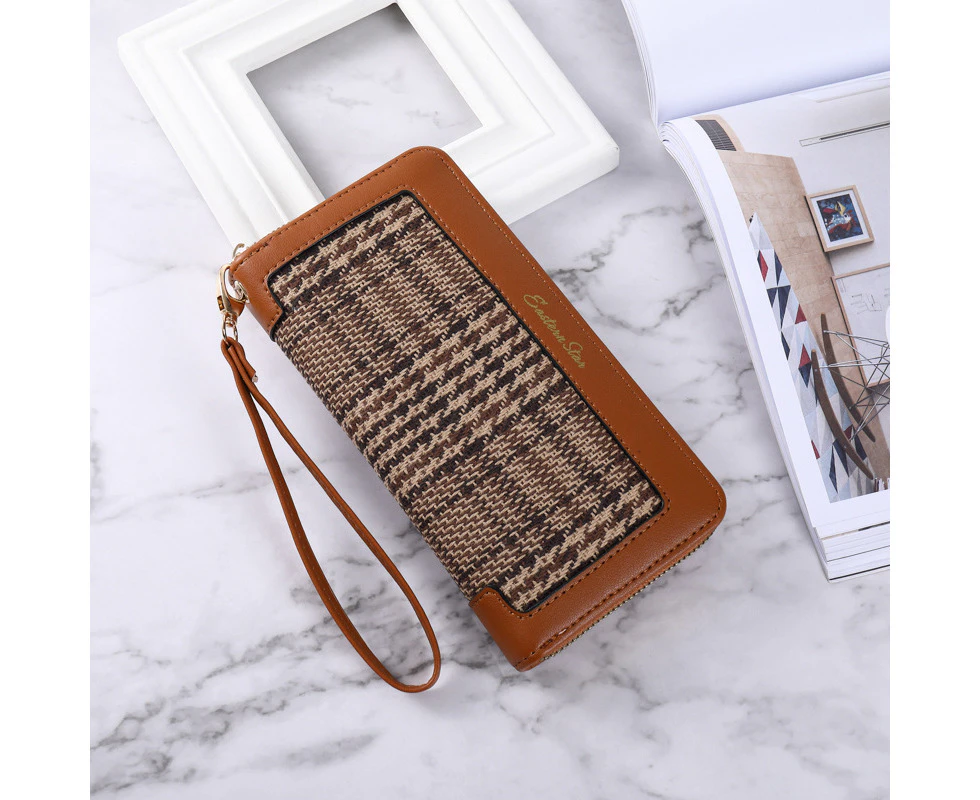 Womens Wallets Large Capacity Credit Card Holder Rfid Wallet Women Wristlet Clutch Wallet-Light Brown