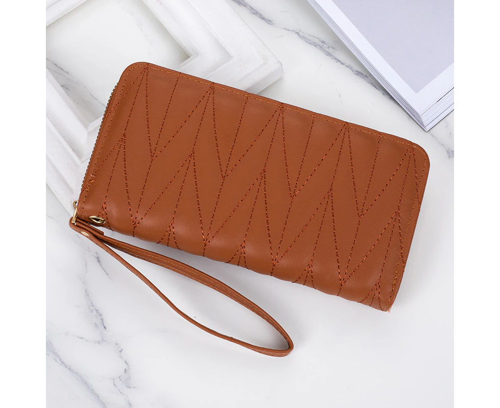 Women Wallet Ultra Slim RFID Credit Card Holder Thin Bifold Clutch Checkbook Wallets-Brown