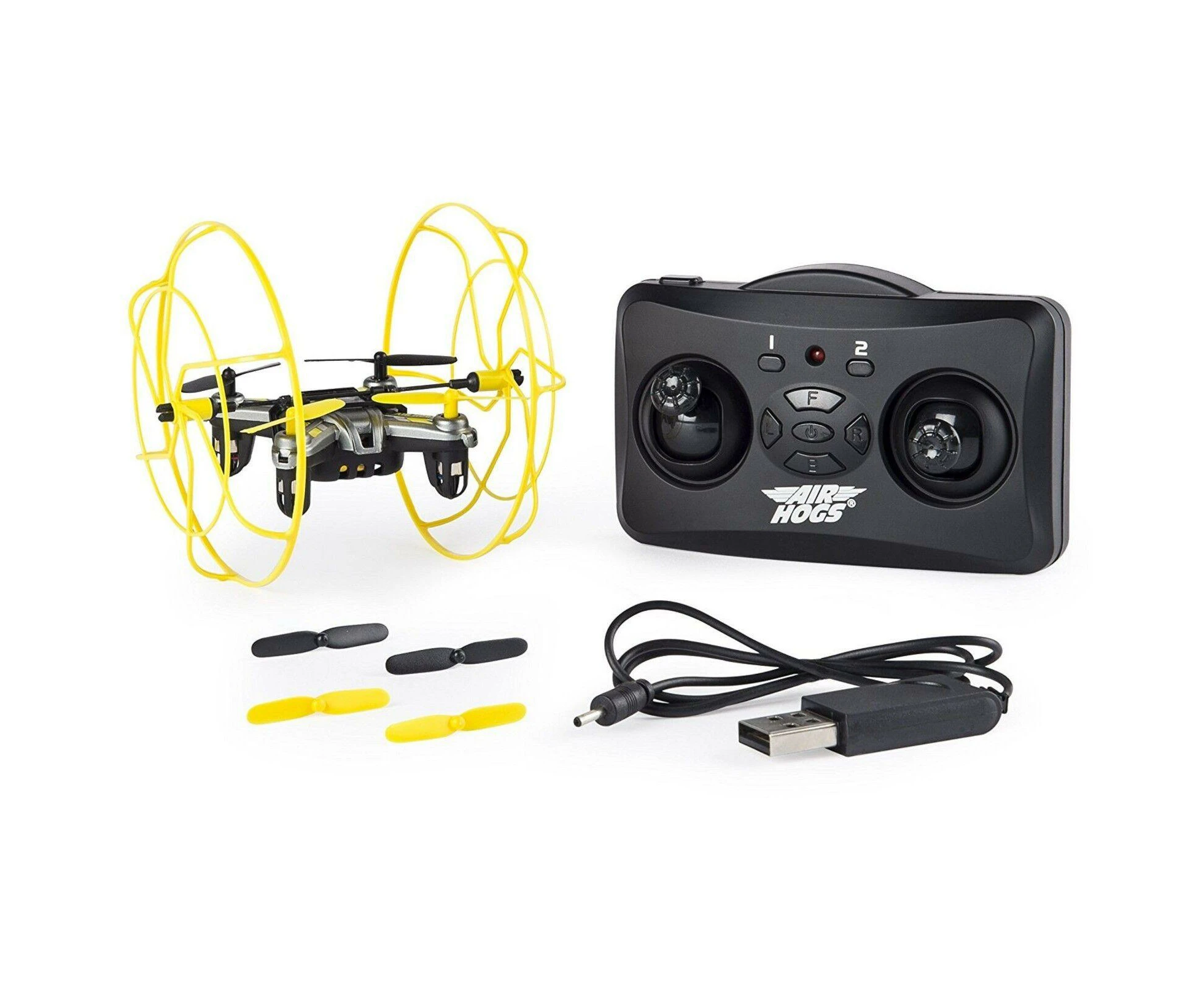 Air Hogs Hyper Stunt-Yellow - Unstoppable Micro RC Drone Toy Remote Control Plane Ages 8+