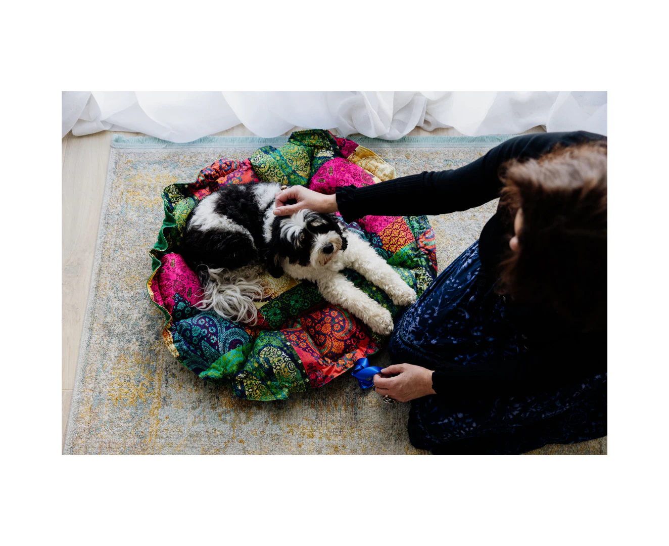 Boho Multi Colour Pet Bed | Cat/Dog | Recycled Fibre Inner | Sustainable | Eco | Australian Made