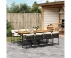 9 Piece Garden Dining Set with Cushions Black Poly Rattan