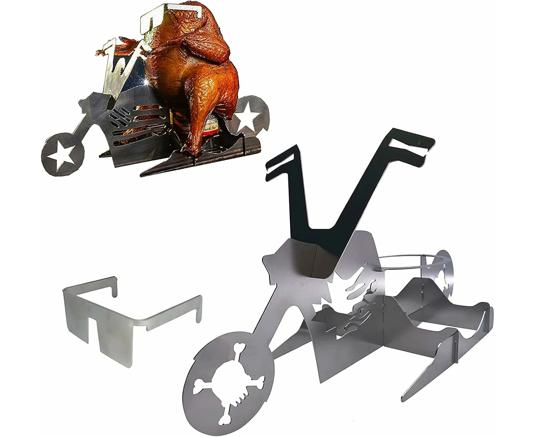 Chicken Roaster Rack, Beer Can Chicken Holder for Motorcycle Grill Beer Can Chicken Holder for Chicken Roaster with Glasses for BBQ-