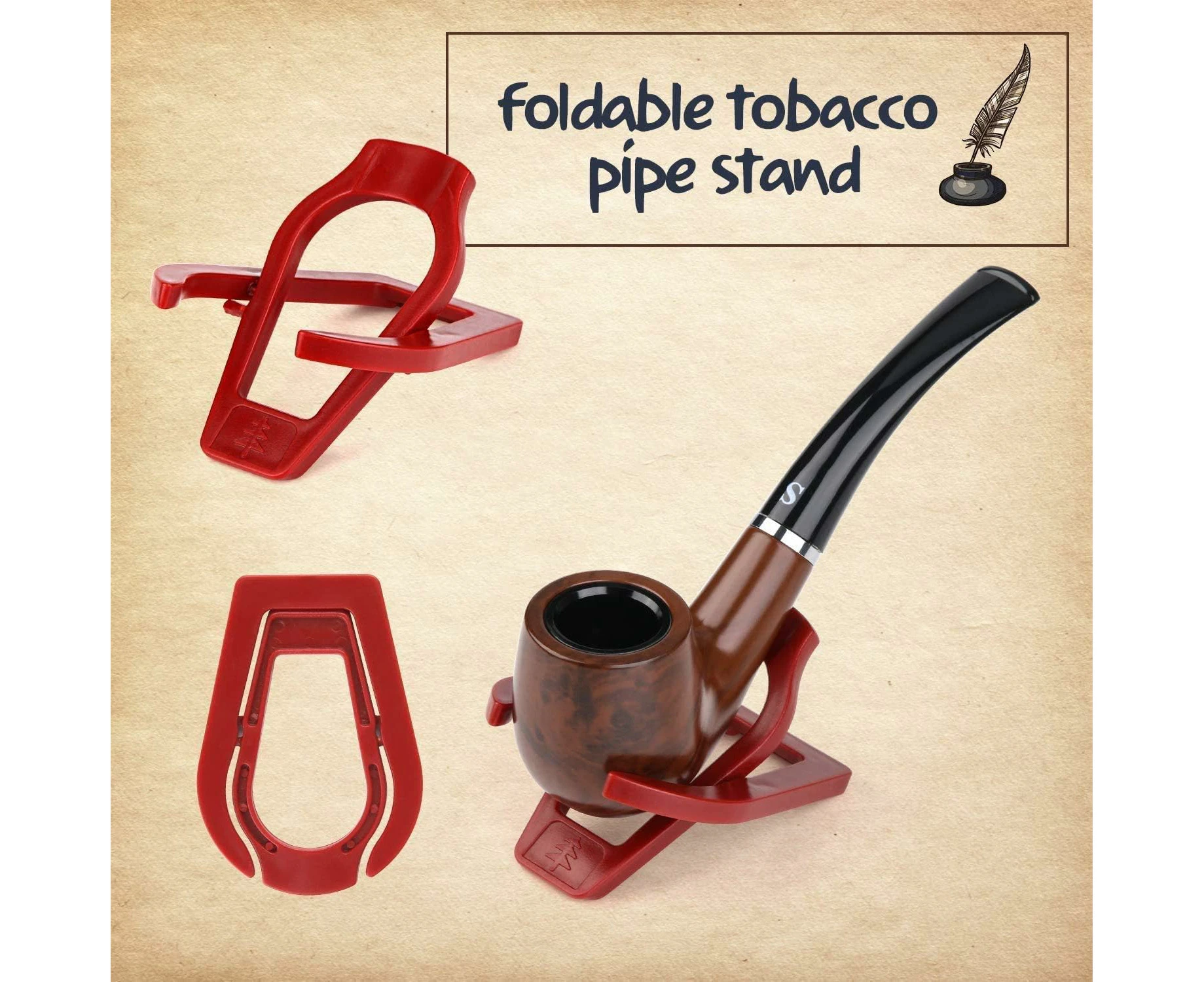 Tobacco Pipes, Tobacco Pipe Set with Foldable Stand with Pipe Cleaning Tool and Pipe Accessories, Gift Boxes