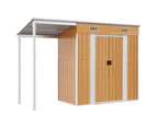 Garden Shed with Extended Roof Light Brown 277x110.5x181 cm Steel