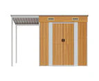 Garden Shed with Extended Roof Light Brown 277x110.5x181 cm Steel