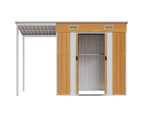 Garden Shed with Extended Roof Light Brown 277x110.5x181 cm Steel