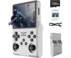 R36S 3.5in IPS Retro Handheld Game Console, Gaming Console with Linux System, Dual 3D Joysticks, 21000+Classic Games Retro Video Game Console -128G -White