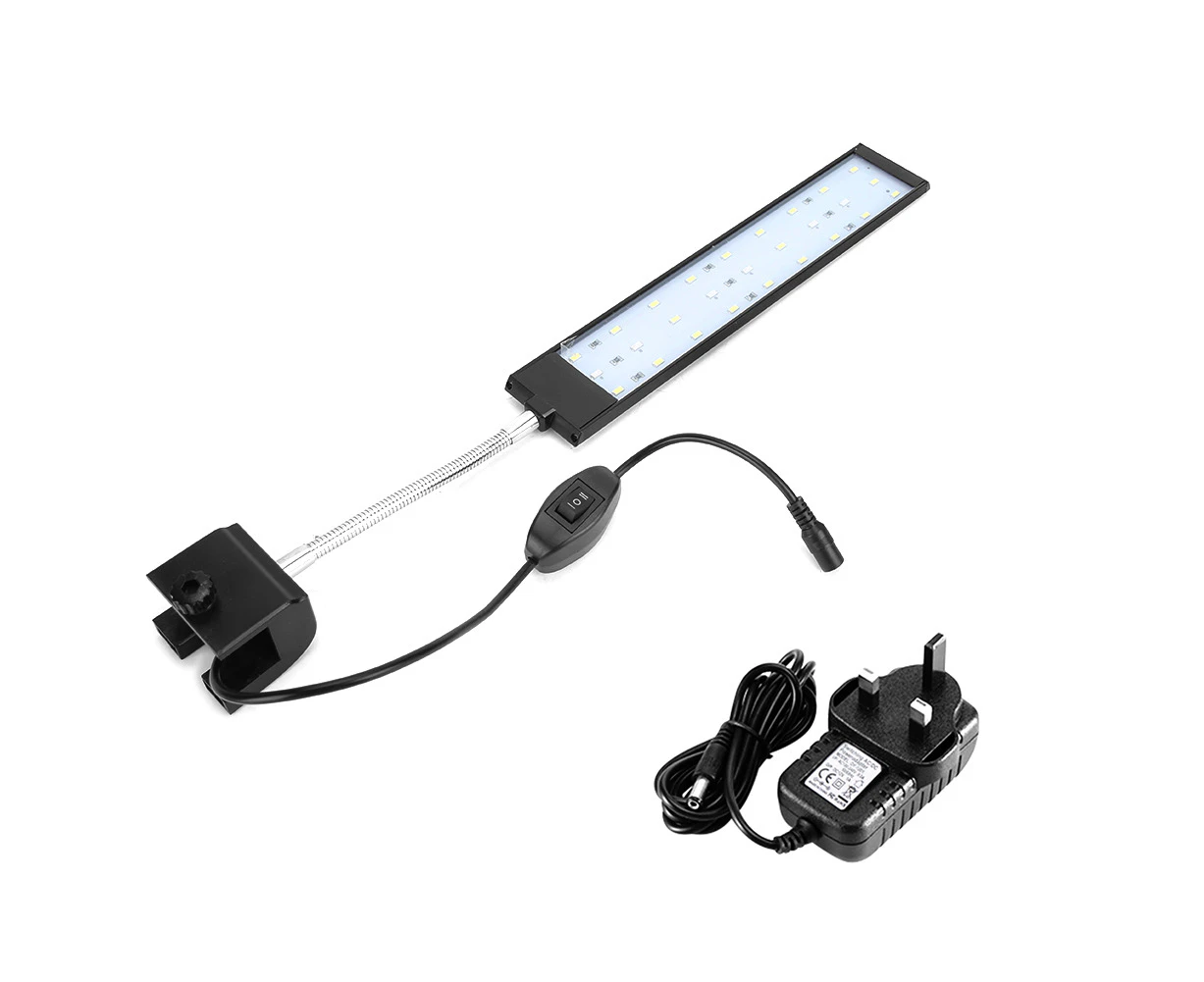 10W LED Fish Tank Clip on Light 27LEDs High Brightness Clamp Aquarium Light Lamp 100-240VUK Plug 100-240V