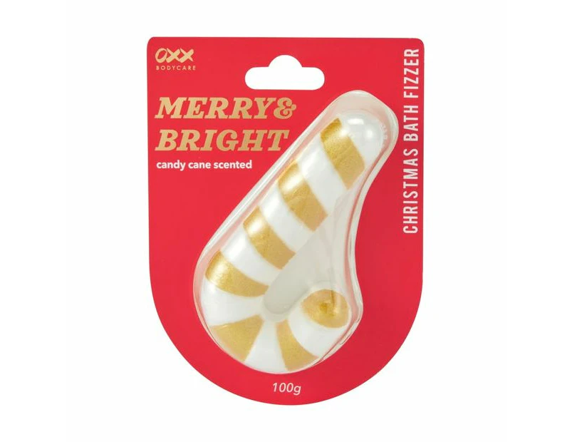 Merry & Bright Christmas Bath Fizzer, Candy Cane Scented - OXX Bodycare