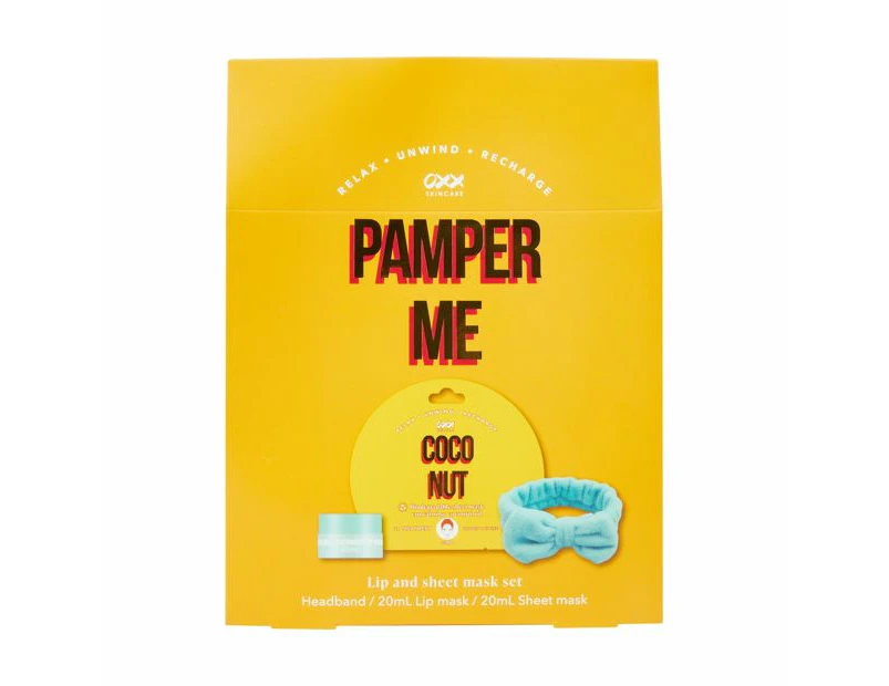 Pamper Me Lip and Biodegradable Sheet Mask Set, Coconut Oil - OXX Skincare