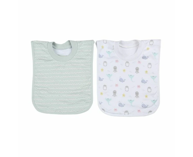 2 Pack Popover Bibs, Ocean - Anko