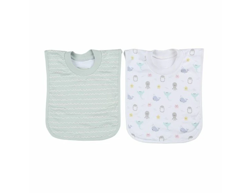 2 Pack Popover Bibs, Ocean - Anko