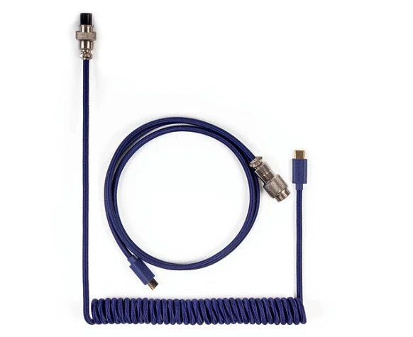 Keychron Custom Coiled Cable Aviator USB-C Cable with USB-A Adapter Blue Cab-L [CABKCBLUE]