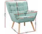 Artiss Armchair, Blue Recliner Lounge Dining Chairs Sofa Nursing Occasional Reading Seating Armchairs Home Living Room Bedroom Furniture, Upholster