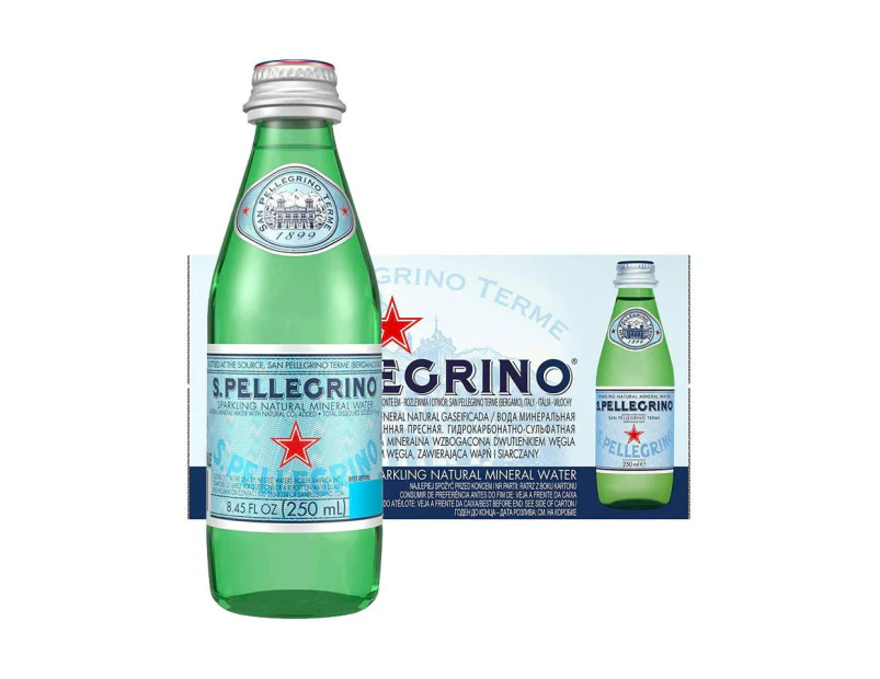 San Pellegrino Sparkling Natural Mineral Water 24 X 250ml Glass Bottles