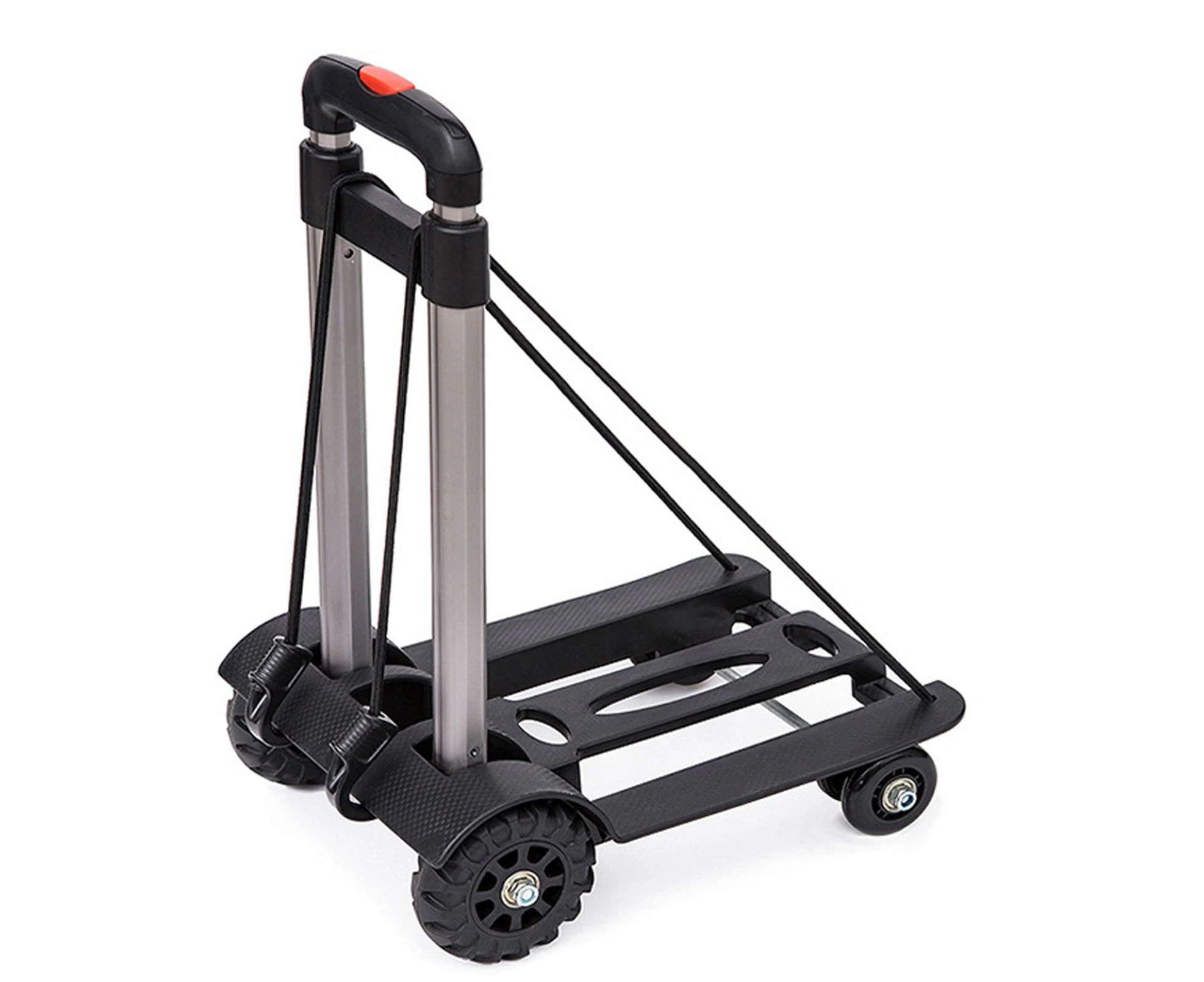 4 Wheels Folding Trolley Aluminium Alloy Foldable Hand Truck Luggage Cart For Shopping Grocery