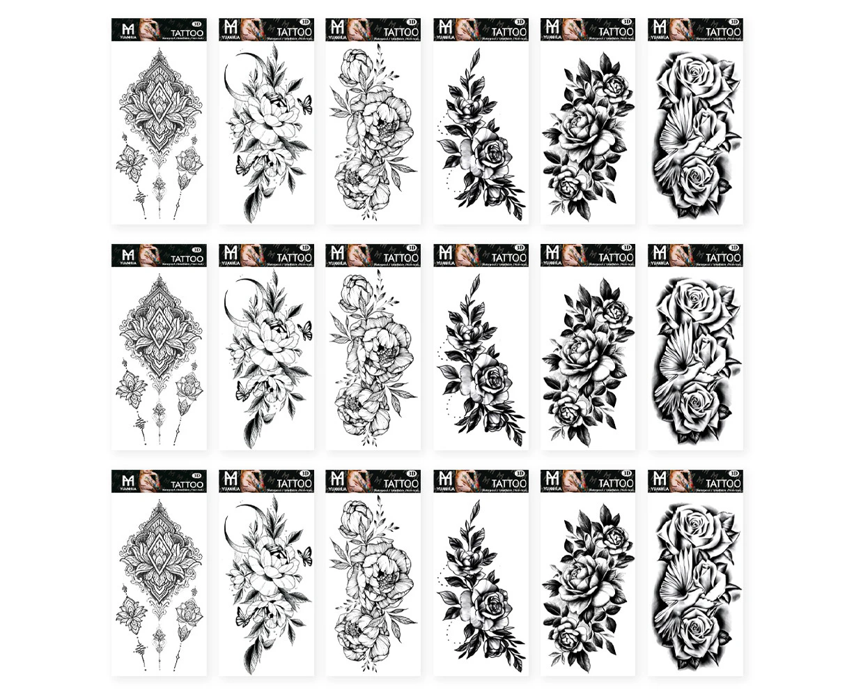 18 Sheets Temporary Tattoo For Men  Fake Tattoo For Women Sleeve Tattoos Temporary Stickers,Style 2