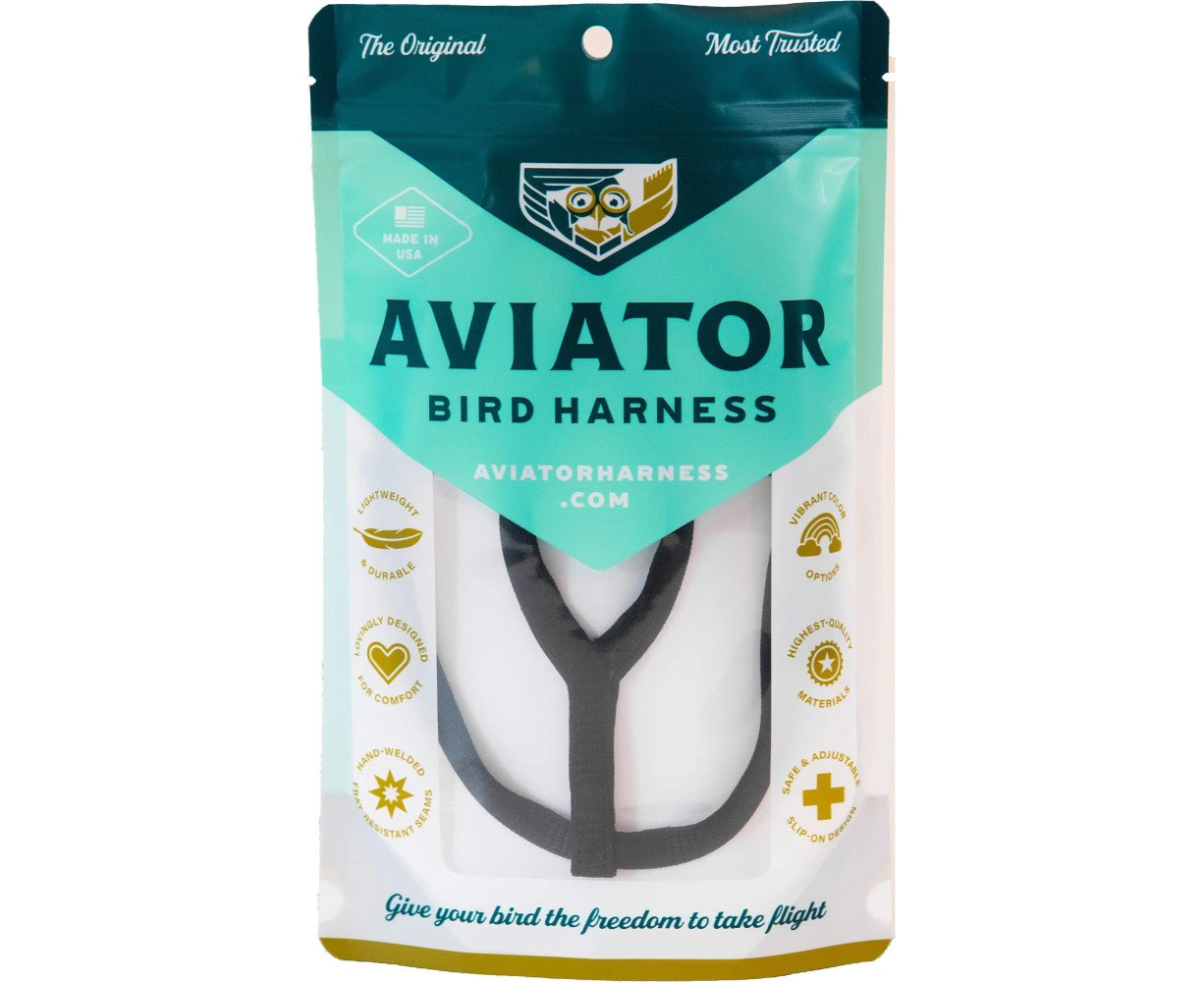 The AVIATOR Pet Bird Harness and Leash: Petite Black