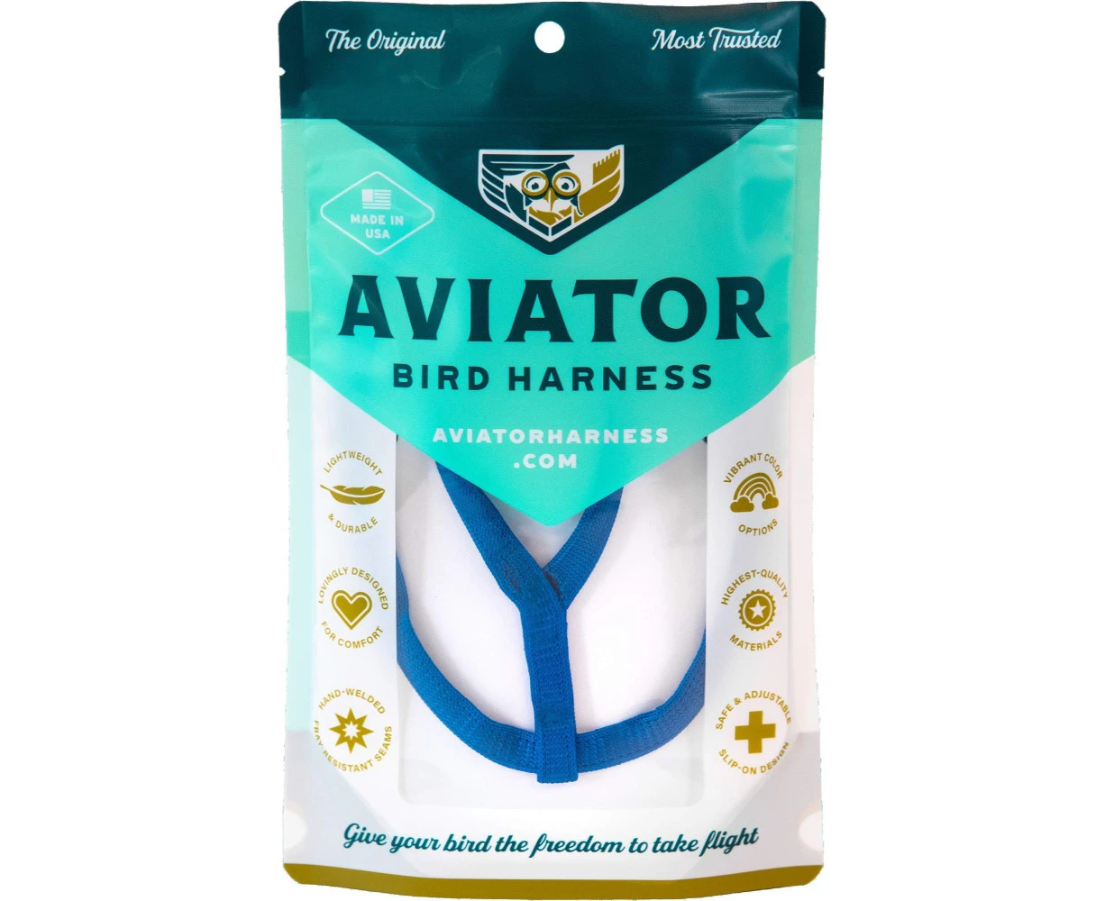 The AVIATOR Pet Bird Harness and Leash: Small Blue