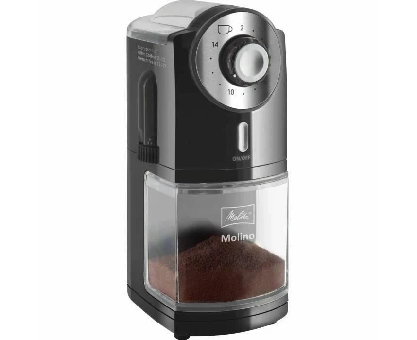 Melitta CD Black Electric Coffee Grinder with Steel Quern Molino