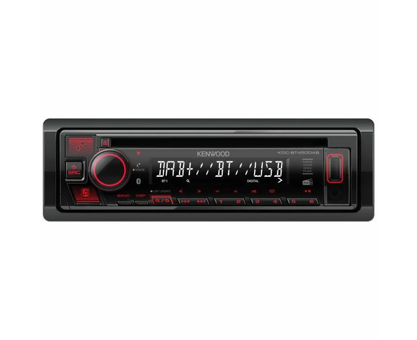 Kenwood KDC-BT450DAB CD Receiver, With Built-in Bluetooth, DAB+ Digital Radio, USB & AUX Input, Steering Wheel Controls