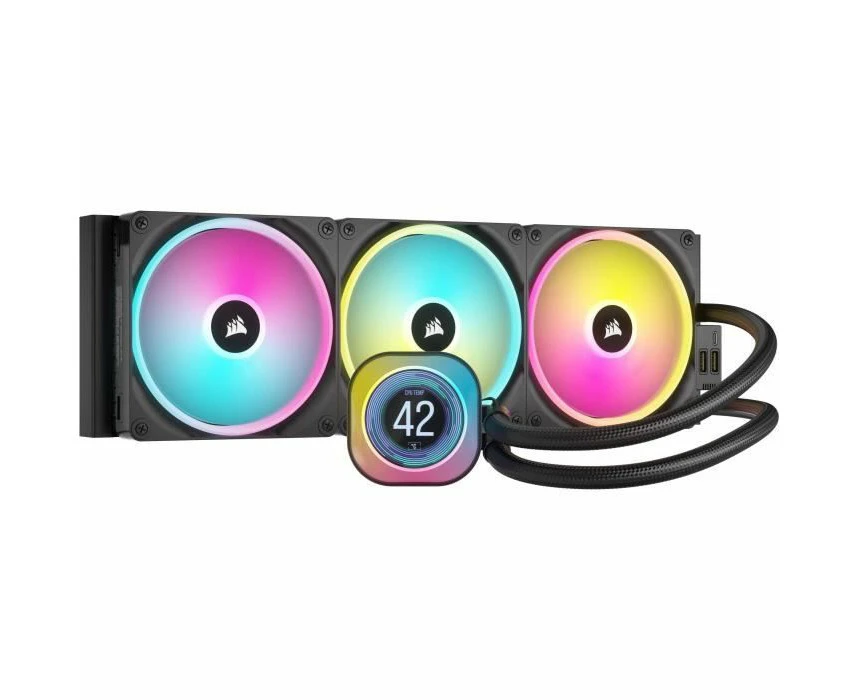 Corsair iCUE LINK H170i LCD Liquid CPU Cooler - 420mm AIO - QX140 RGB Fans - 2.1” IPS LCD Screen - Fits Intel LGA 1700, AMD AM5 - iCUE LINK System Hub Incl