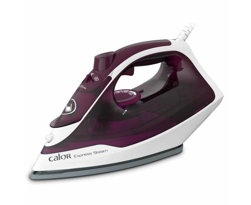 Calor Express Steam Iron, 2400 W, Continuous Steam Flow 35 g/min, Press Function 160 g/min, Ceramic Sole, Vertical Straightening, Easy Filling, FV2835C0