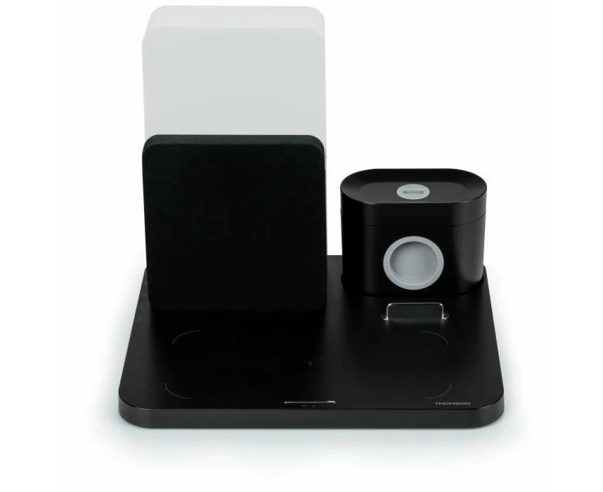 THOMSON CL800i 4-in-1 Alarm Clock and Charging Station - Bedside Lamp with Different Intensity and Colours - Black