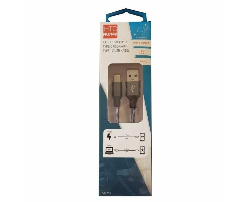 Inconnu Braided Charging Cable 1.5 m USB Type C Connector Aluminium