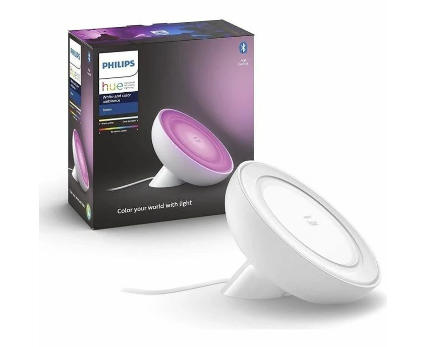 Philips Hue Bloom White and Colour Ambiance [White] Smart LED Table Lamp, with Bluetooth Works with Alexa and Google Assistant, 7 watts