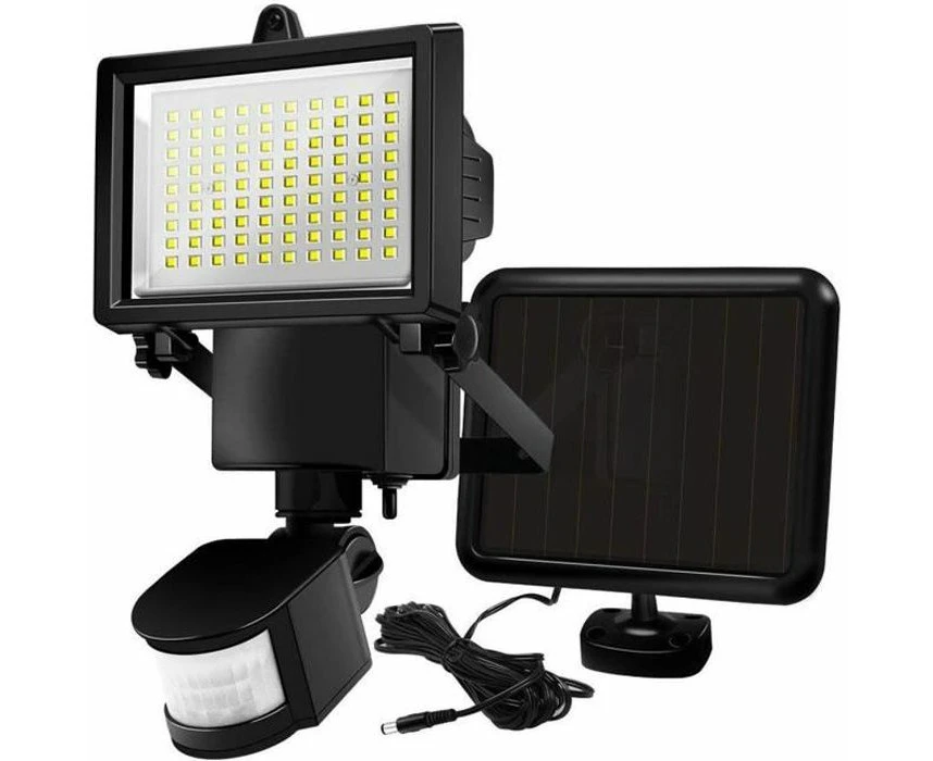 LUMI Jardin Cooper Black Solar Floodlight Powerful Illumination Solar Panel White LED Black Height 22 cm with Adjustable Motion Sensor