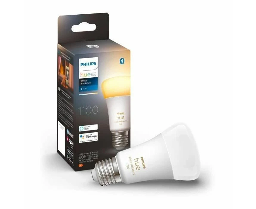 Philips Hue   White Ambiance Smart Light Bulb 75W - 1100 Lumen [E27 Edison Screw] With Bluetooth. Works with Alexa, Google Assistant and Apple Homekit