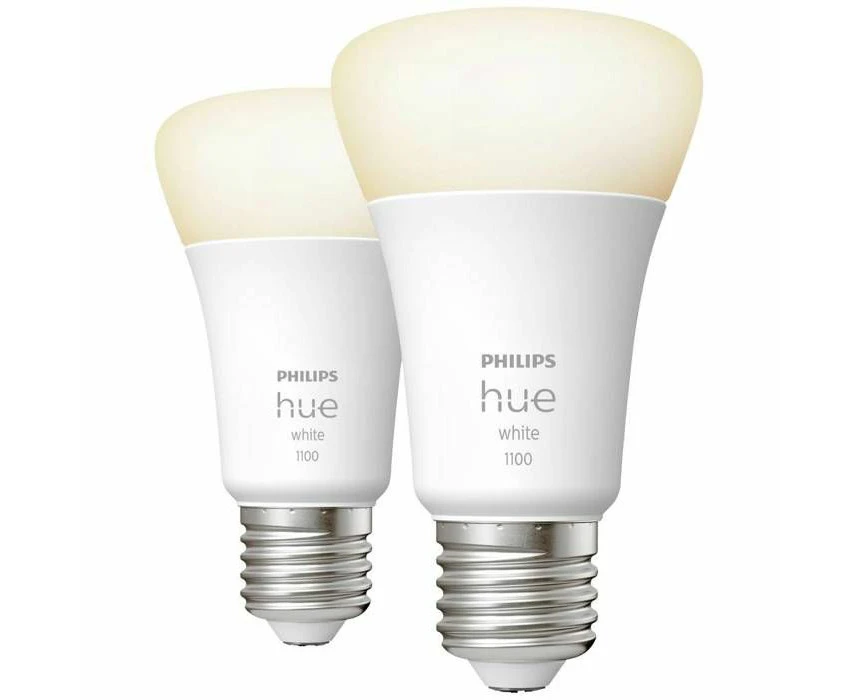 Philips Hue   White Smart Light Bulb 75W - 1100 Lumen 2 Pack [E27 Edison Screw] With Bluetooth. Works with Alexa, Google Assistant, Apple Homekit. For In