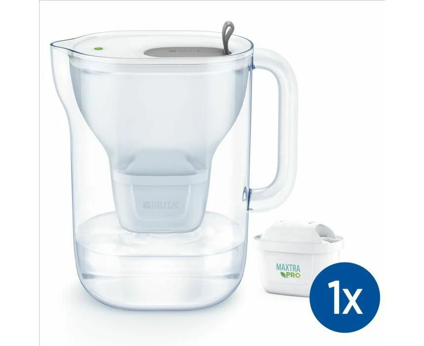 BRITA Style XL Water Filter Jug Grey (3.6L) incl. 1x MAXTRA PRO All-in-1 cartridge - large volume design jug with smart LED-LTI and Flip-Lid