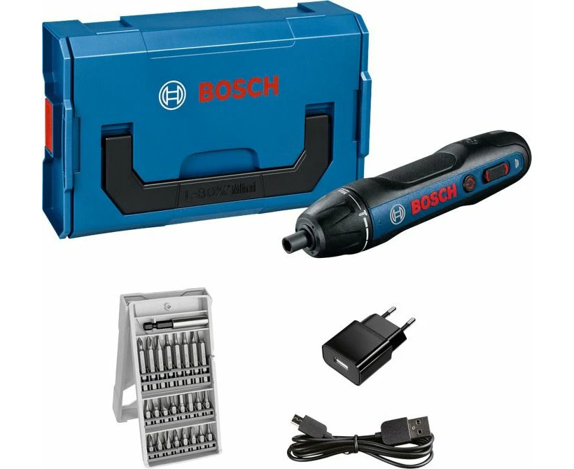 Bosch Professional Bosch GO Cordless Screwdriver (Includes 25-Piece Bit Set, Charging Cable, L-BOXX Mini) - Perfect tool