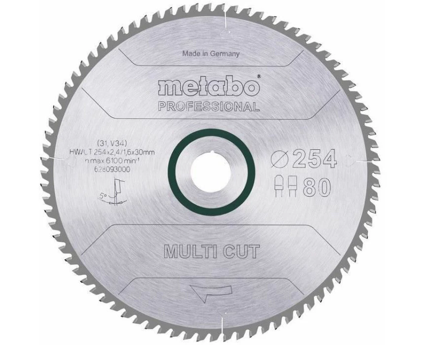 Hoja de Sierra "Multi Cut - Professional", 254x30, D80 DP/DT, 5° (628093000) - Perfect tool