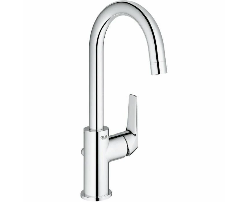 GROHE Start Flow Single-Lever Basin, L-Size A Water-Saving Tap with High Swivel Spout and Pop-Up Waste Set, Chrome Finish 23811000