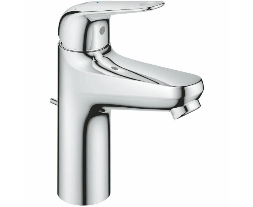 GROHE Swift QuickFix – Basin Mixer Tap with Plastic Pop-Up Waste Set (M-Size 179 mm, 28 mm Ceramic Cartridge, Energy & Water Saving, Tails 3/8 Inch, Easy t