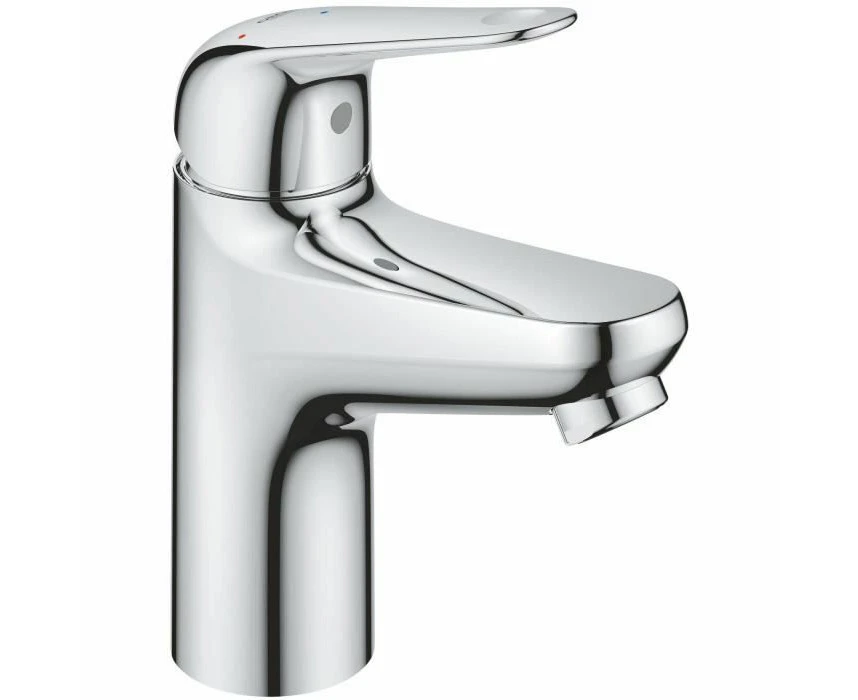 GROHE Swift QuickFix - Smooth Body Basin Mixer Tap with Push-Open Waste Set (S-Size 162 mm, 28 mm Ceramic Cartridge, Energy Saving, Tails 3/8 Inch, Easy to