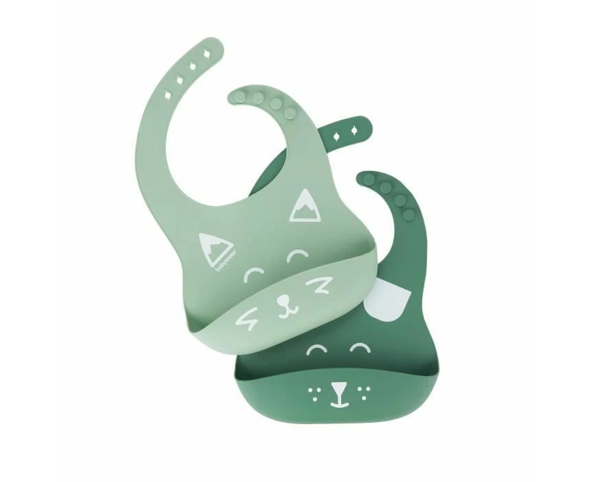 Babymoov BIB'ISY Set of 2 Silicone Bibs, Green, One Size (A007608)