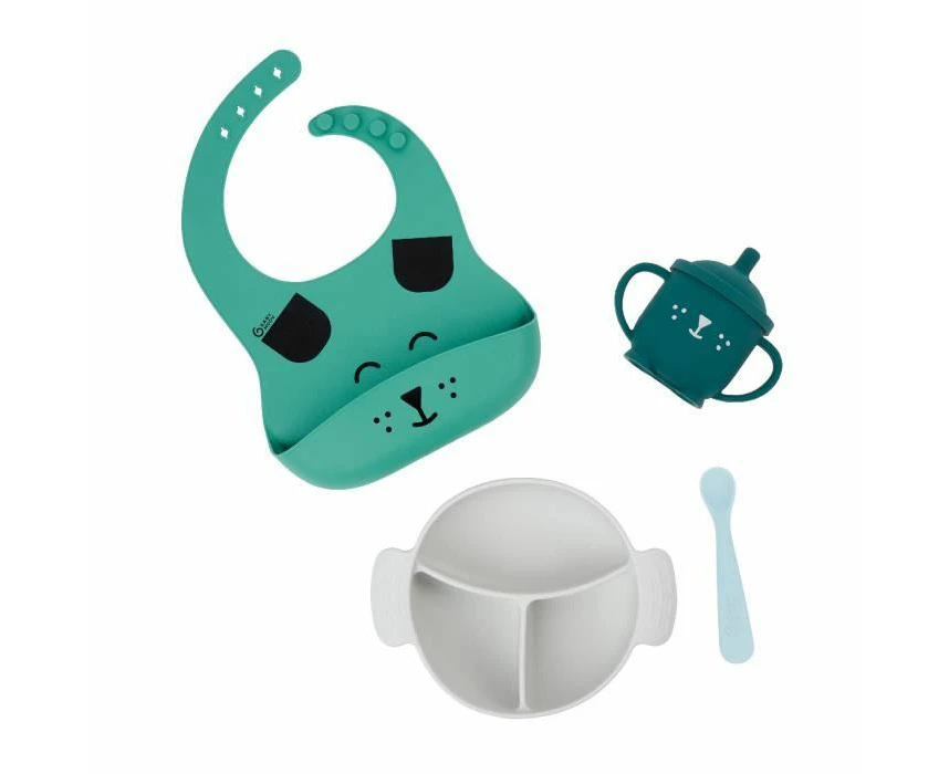 Babymoov LEARN'ISY baby feeding set, silicone toddler weaning set, 15-24 months, Dog