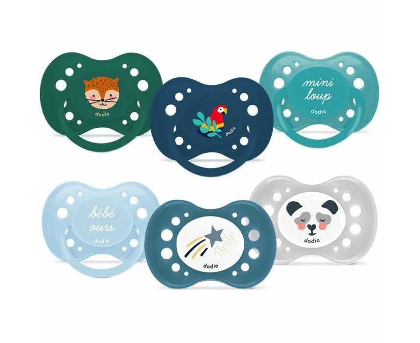 Dodie 6 x Boys Anatomical Pacifiers 18 Months BPA Free Heavy Duty