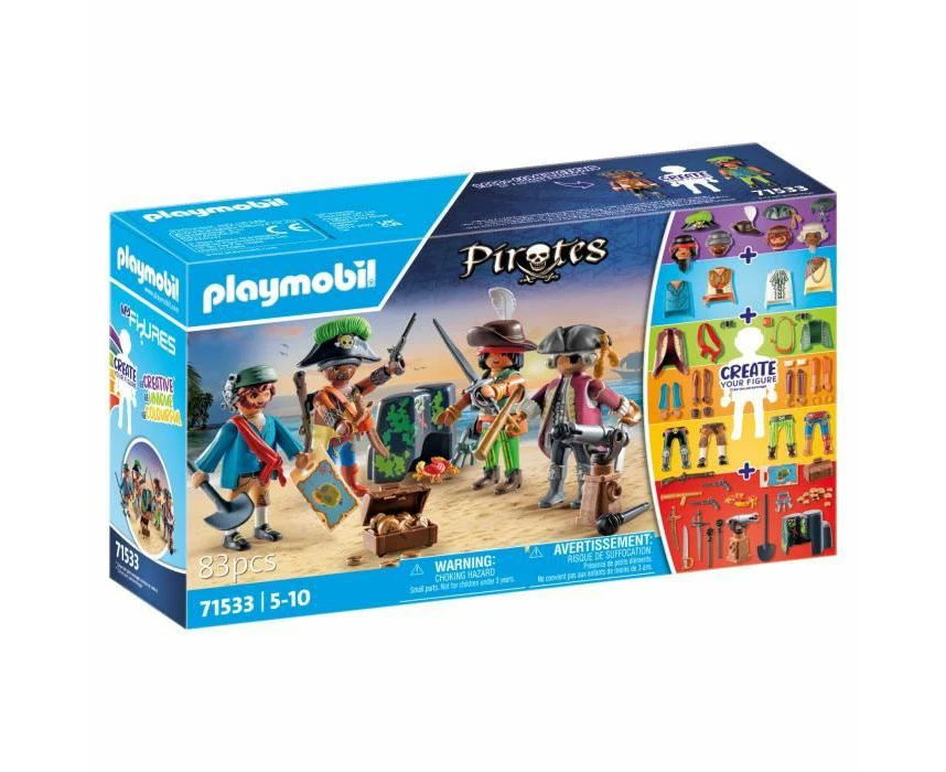 Playmobil 71533 Pirates: MyFigures: Pirates, creative assembling of custom pirate figures, including treasure map and pins for the pirate hat, detailed pla