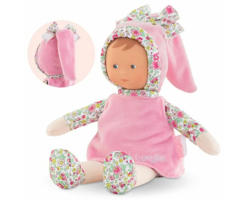 Corolle - Mon Doudou Miss Pink Flower Garden, Soft Body Doll with Floppy Legs, Vanilla Fragrance, Name Label, Washable, 25 cm, from the First Months of Lif