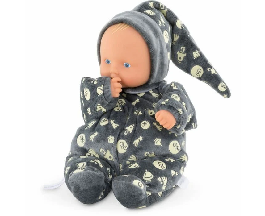 Corolle  - Mon Doudou Babipouce Glow in the Dark, Glow in the Dark, Extra Soft Cuddly Doll with Vanilla Fragrance, Washable, 28 cm, Keeps Thumb in Mouth